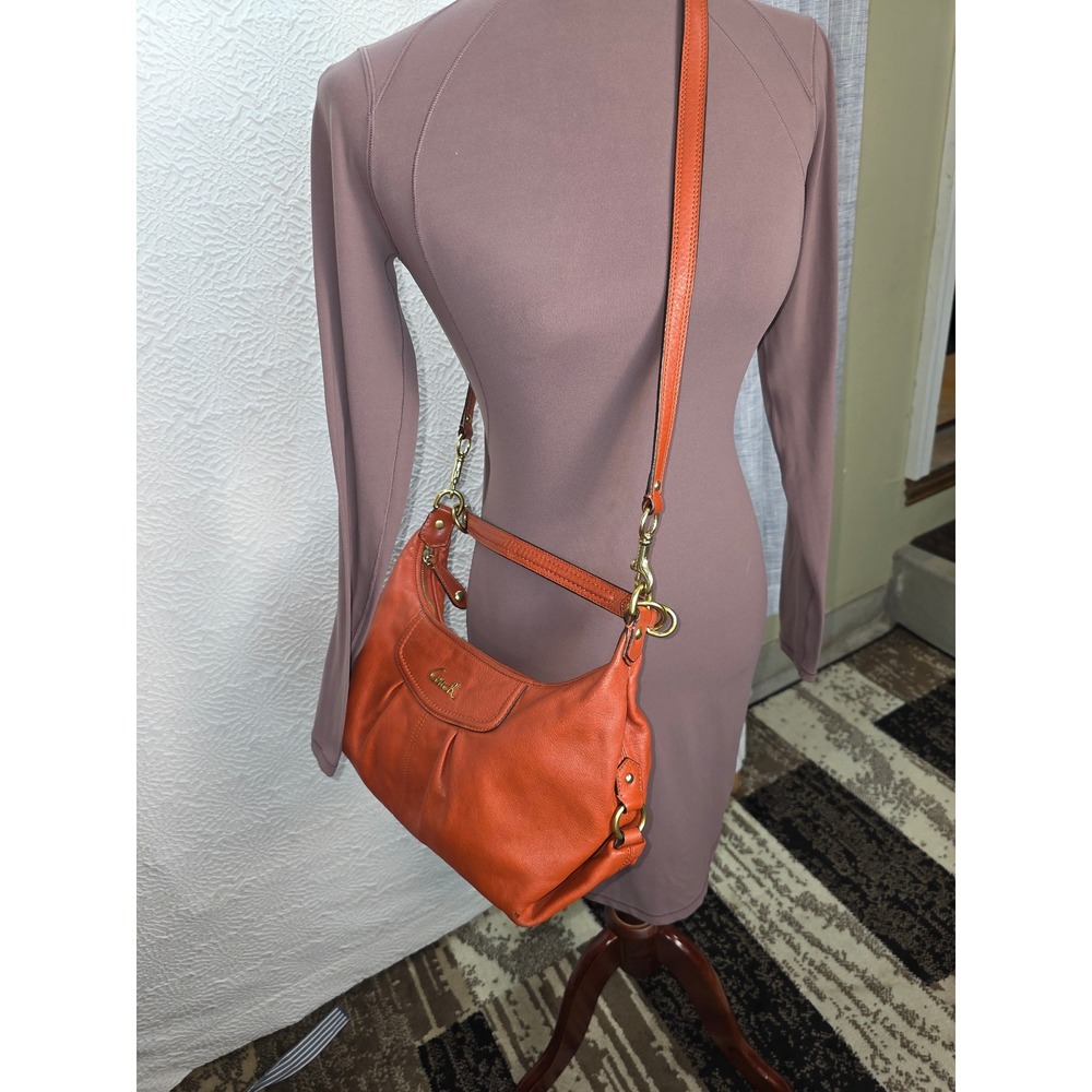 Coach Ashley Hobo Bag Women Medium Burnt Orange Good Leather Pleated F19761 - Picture 13 of 13